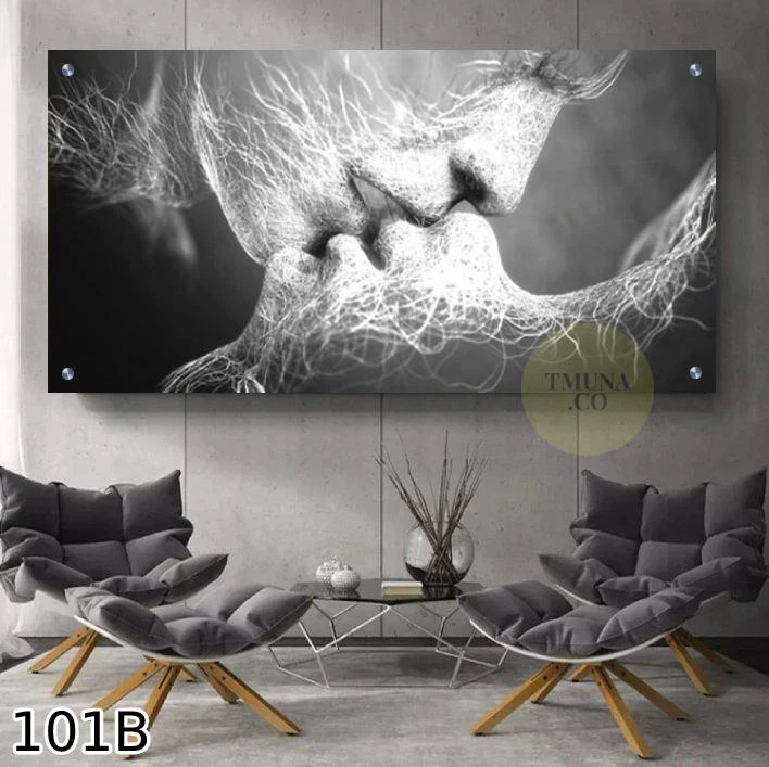 'מאוהבים' תמונה יוקרתית על זכוכית לבית או חדר שינה דגם 101B