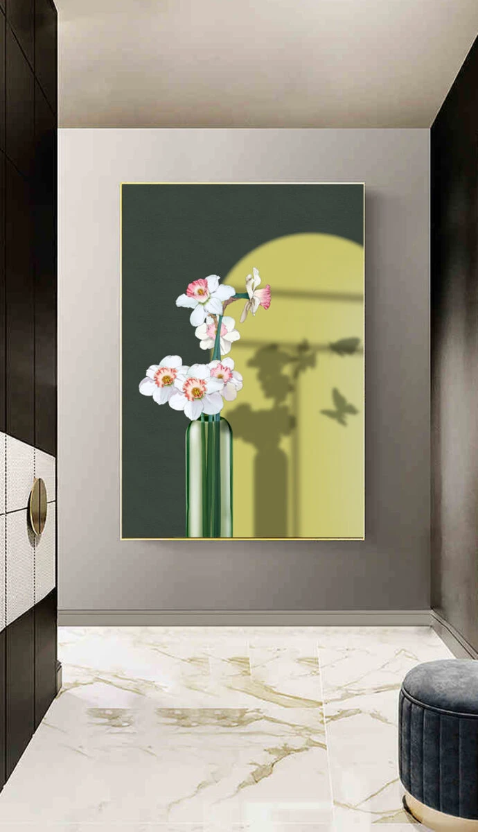 תמונות לפינת אוכל אבסטרקט נובה איגואסו תמונת קנבס בנושא פרחים ועלים, תלת מימד - דגם 27756269