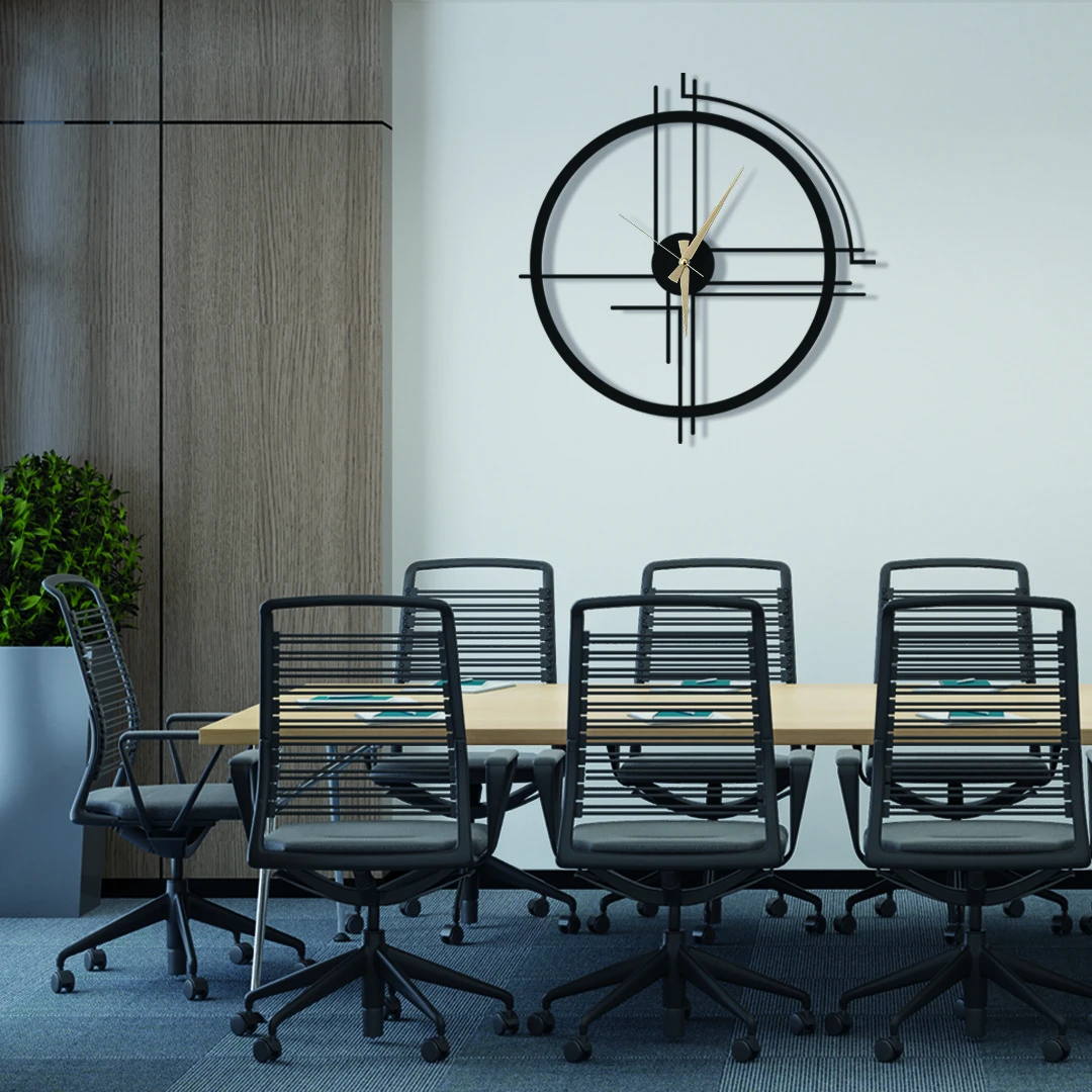 שעוני קיר שעון קיר דקורטיבי ממתכת מינימליסטי Line Art, מינימליסטי דגם ARL-0033-1