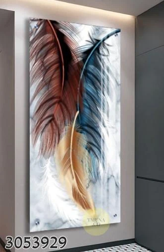 נוצות ברקע אבסטרקט תמונה יוקרתית על זכוכית לכניסה לבית או למשרד דגם 3053929