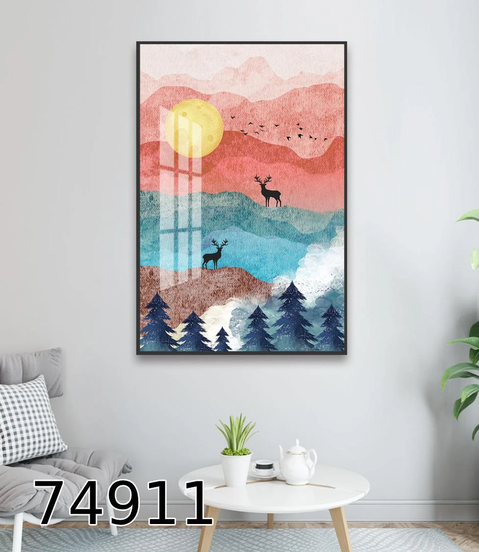 תמונת זכוכית נוף בסגנון נורדי לתלייה במשרד בפינת קפה דגם 74911