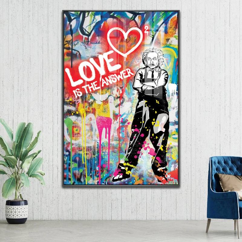 אלברט איינשטיין פופ ארט תמונת קנבס למשרדים מעוצבים דגם 9433443