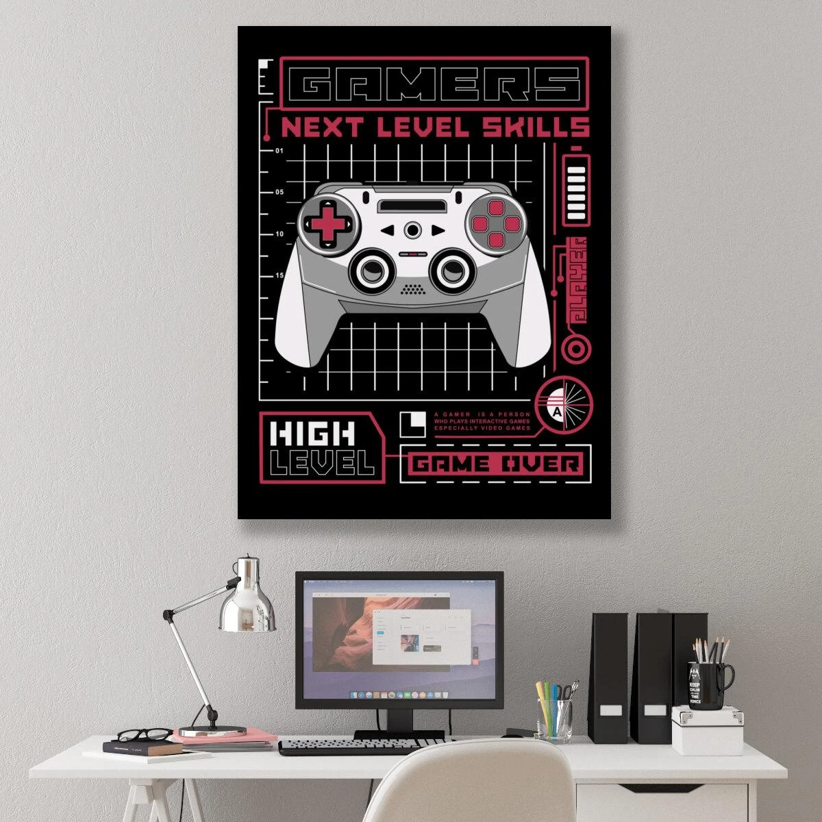 GEMER - תמונה לחדרי שינה נוער מתאים לגיימרים הדפסה על קנבס או זכוכית דגם 3728493