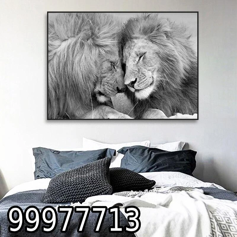 תמונת קנבס לחדר שינה אריות מאוהבים דגם 99977713