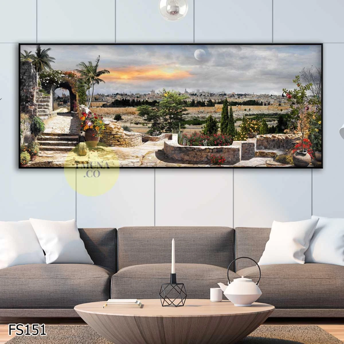 נוף מהמם של ירושלים העתיקה - תמונה של נוף ירושלים על קנבס לסלון או משרד דגם FS151