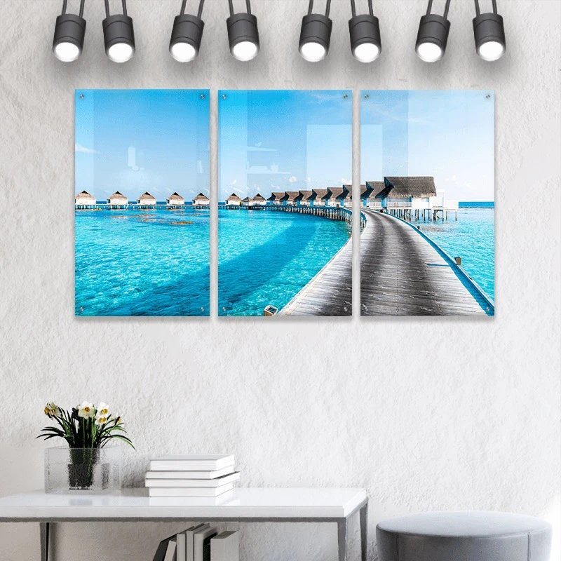 סט 3 תמונות זכוכית טיול זוגי ציור בסגנון טבע ונופים - דגם Gleotm23082210