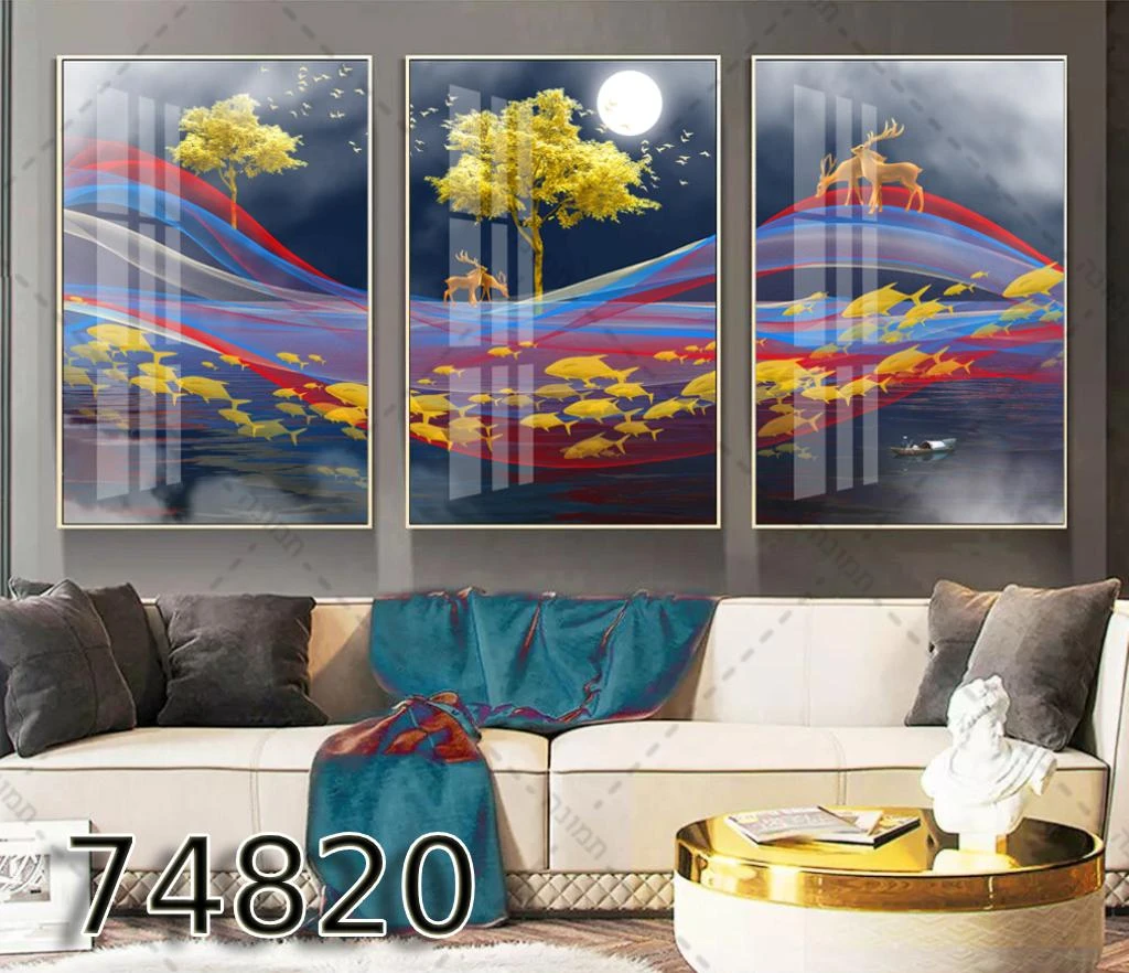 סט תמונות בסגנון סוריאליסטי לתלייה בסלון דגם 74820