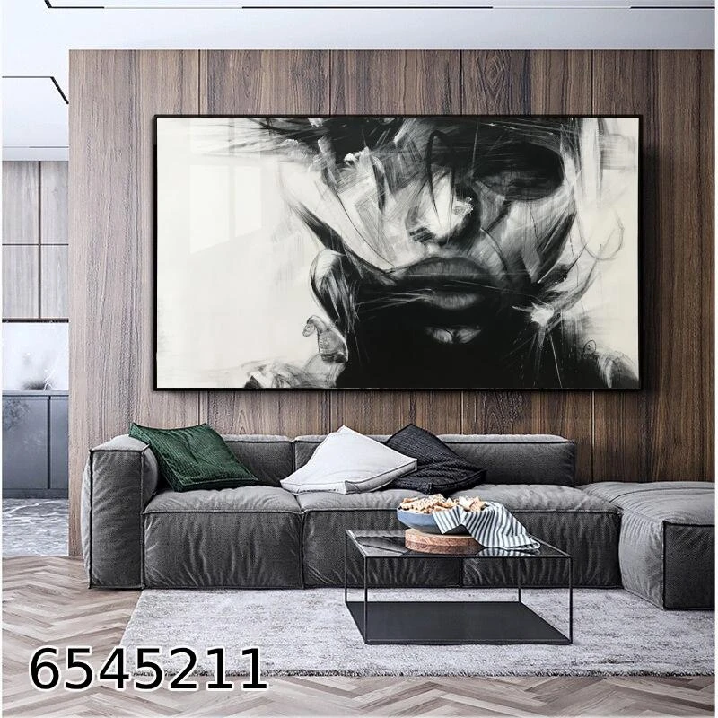 'קיילי' תמונת קנבס פורטרט בשחור לבן לסלון דגם 6545211