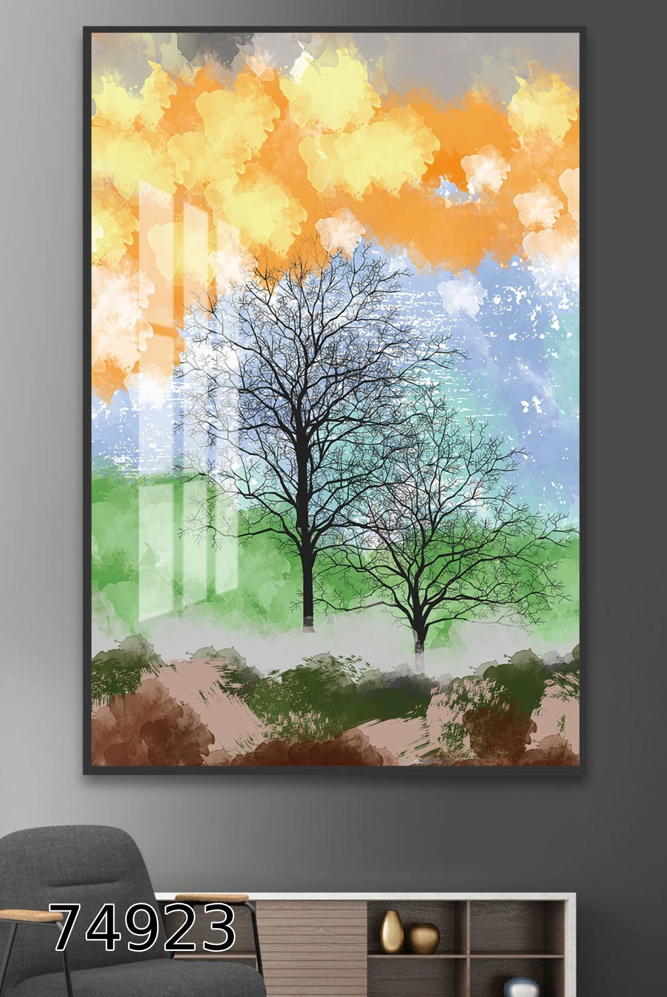 תמונת זכוכית בסגנון אבסטרקטי לתלייה במשרד דגם 74923