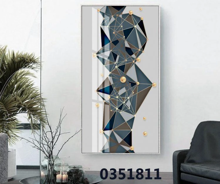 'מחוברים' תמונה גאומטרית  לאורך/לגובה על קנבס ממוסגרת לסלון לחדר שינה דגם 0351811