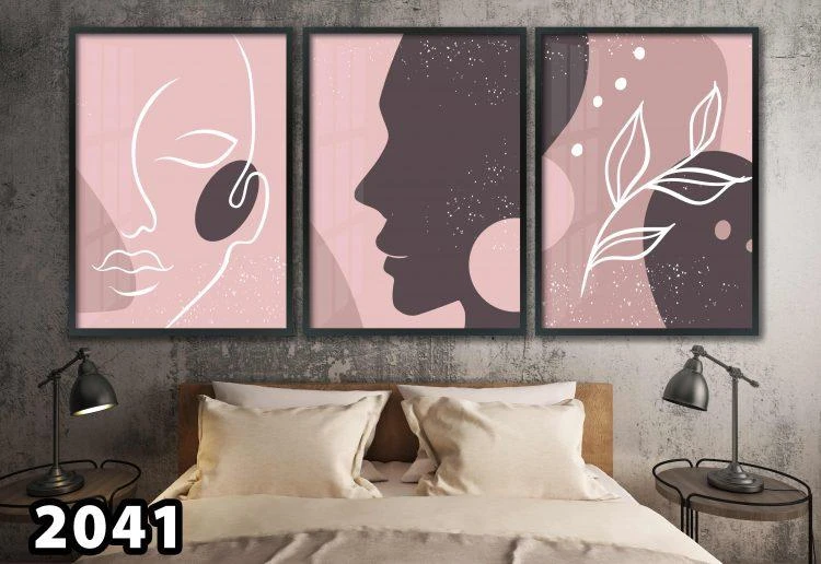 למלא את החלל - סט 3 תמונות מוכנות לתלייה לחדר שינה דגם 2041