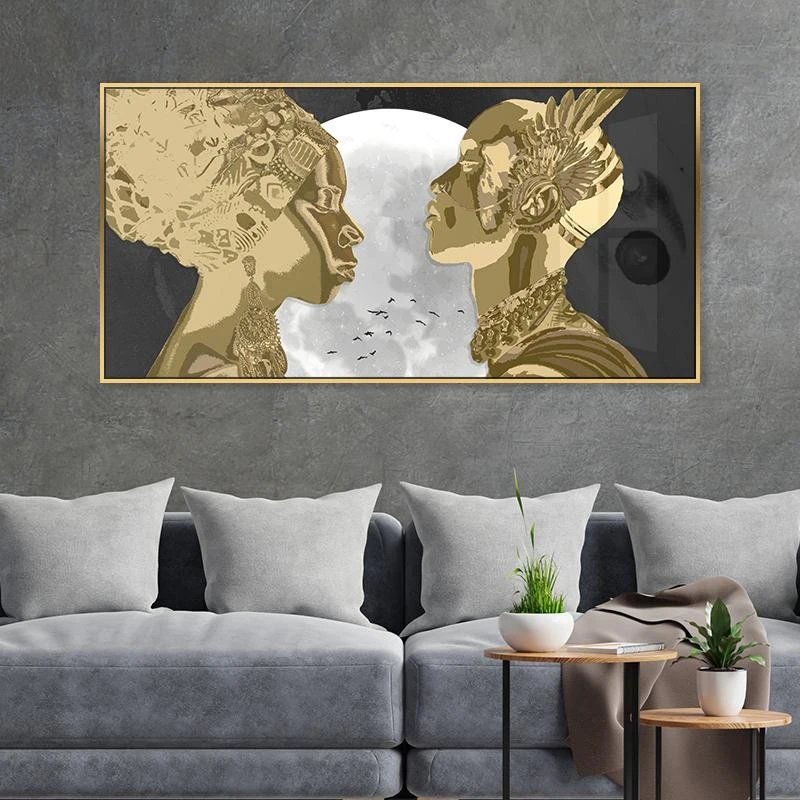 ‏‏תמונת קנבס כותנה בצבעי זהב שחור ולבן לתלייה בסלון בפינת אוכל או בחדר שינה הורים - אוהבים לנצח דגם 135342