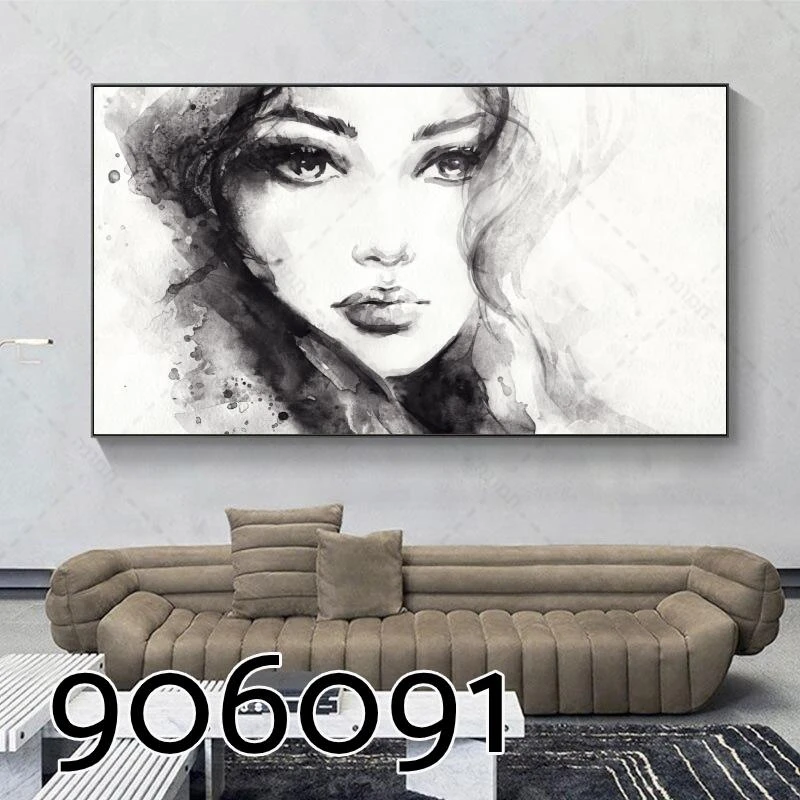 ציור קנבס בשחור לבן לתלייה בסלון 'התגלמות היופי' דגם 906091