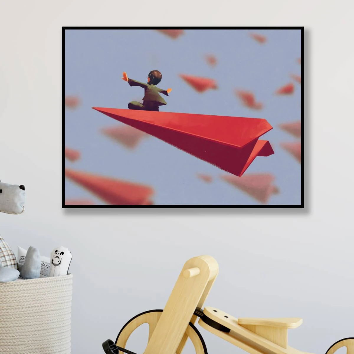 פנטזיית הילדות – תמונה לחדרי ילדים מלאת השראה על חלומות ורצונות דגם 3728302