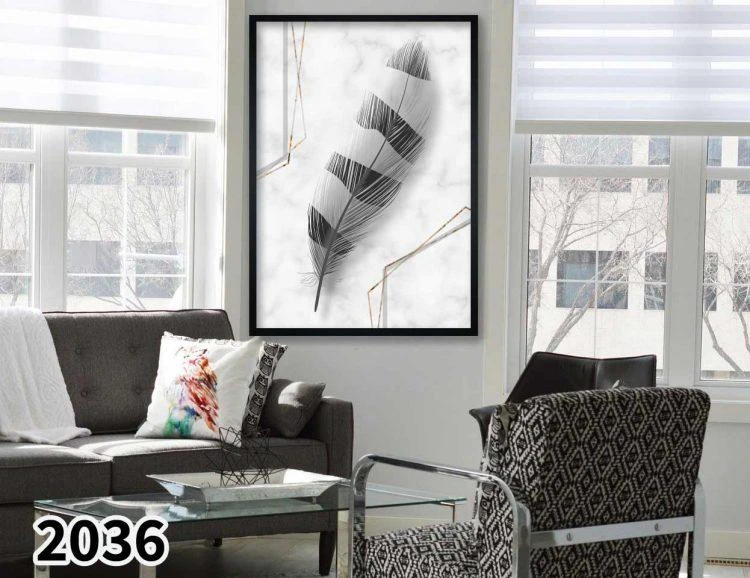 נוצה בשחור לבן - תמונת קנבס מוכנה לתלייה על הקיר 2036