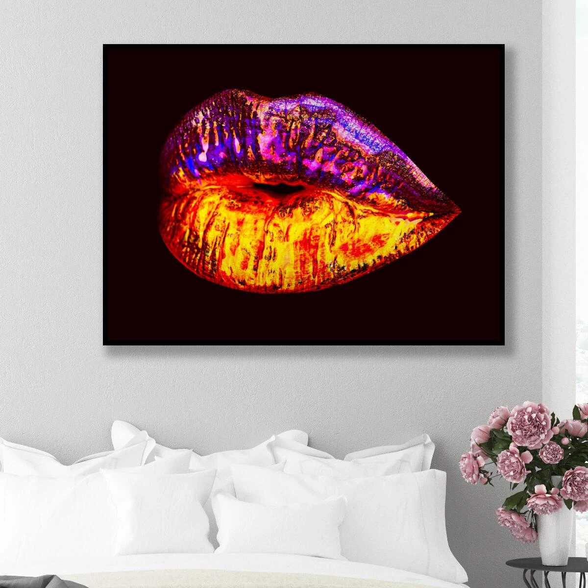 GLOW LIPS תמונה של שפתיים לחדר אופנה או חדר שינה דגם 3728141