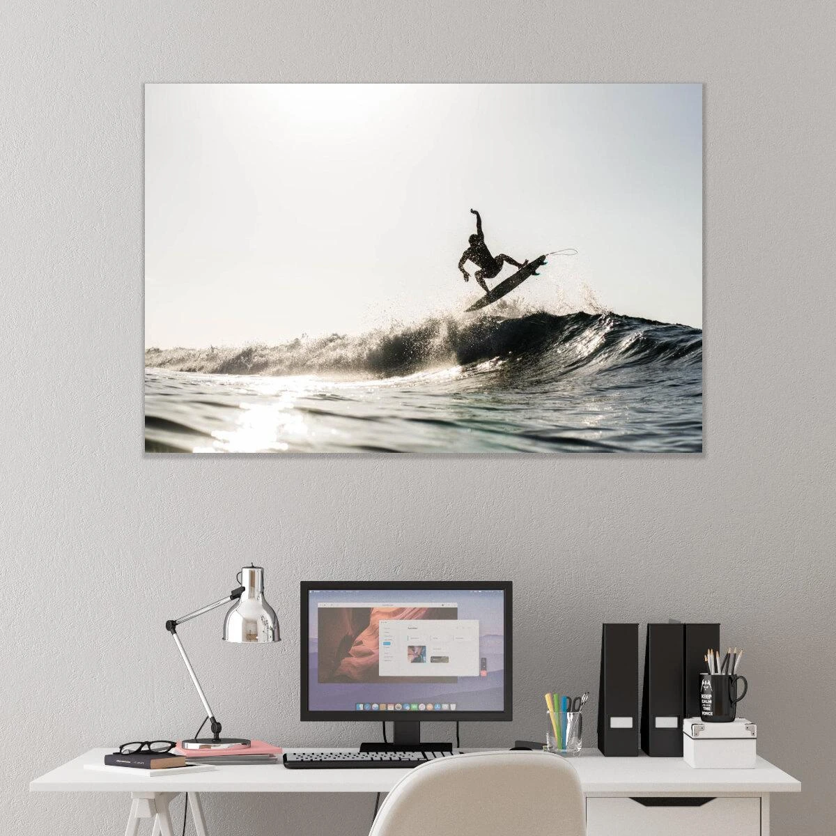 רגע של ניצחון - תמונת השראה של גלישה בים מתאימה למשרדים או לחדרי שינה  על זכוכית או קנבס דגם 3728258