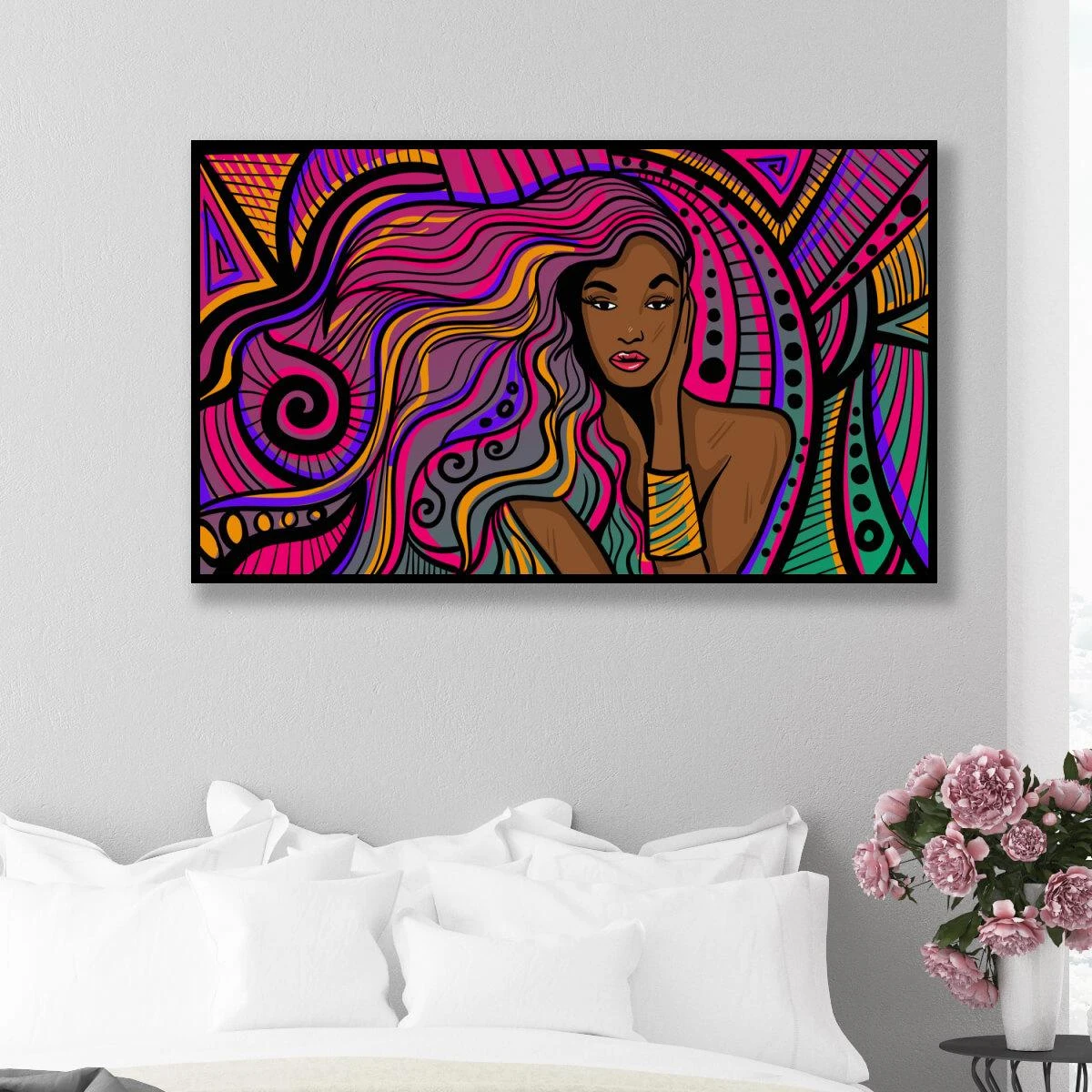 אפריקאית אינדיגו ציור מהמם לחדר שינה או לסלון על קנבס או זכוכית דגם 3728172