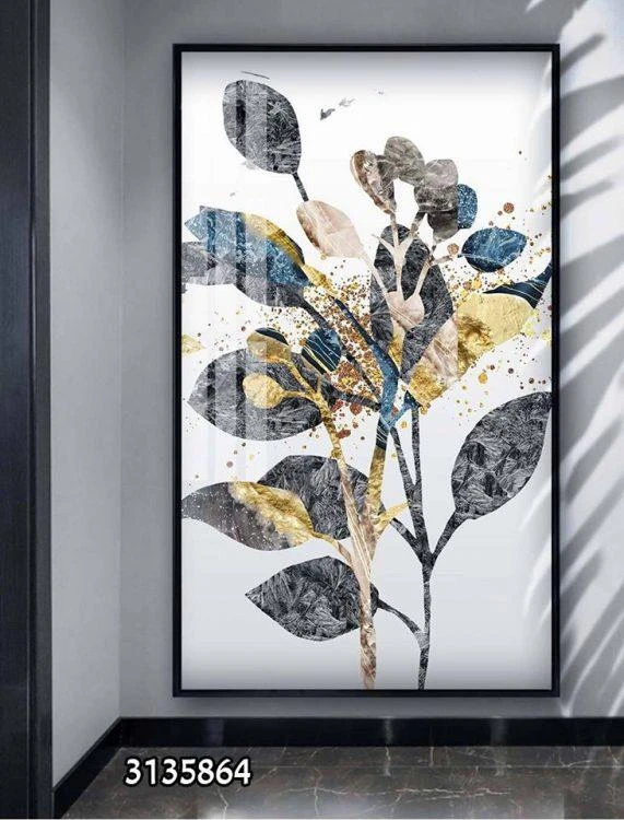 'עלים' תמונה גדולה למסדרון מגיעה עם מסגרת ומוכנה לתלייה על הקיר דגם 3135864