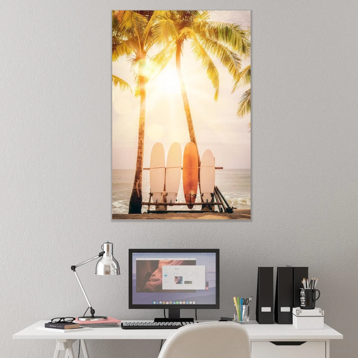 גלשים עצים וים - תמונות גולשים על נוף ים לחדר שינה או סטודיו הדפסה על קנבס או זכוכית דגם  3728252