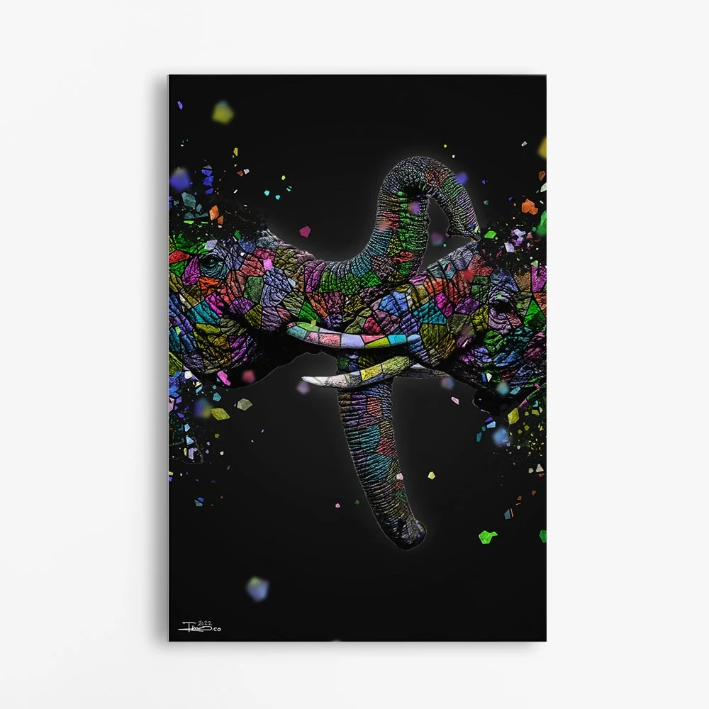 תמונה בצבע אפור למשרד פילים מאוהבים ציור בסגנון בעלי חיים - דגם alvtm46p2298