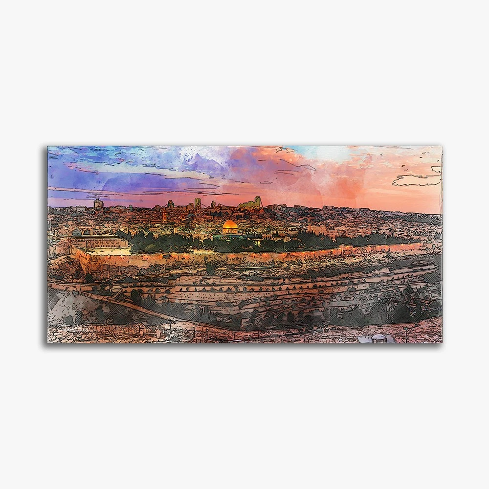תמונת ירושלים למשרד כותל מריחות צבע הדפסה על קנבס דת ויהדות - דגם alvtm46p2669