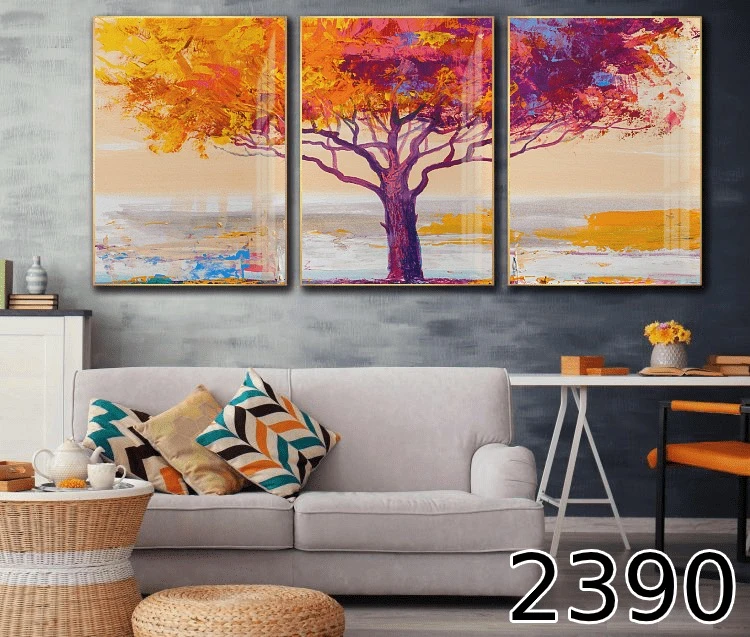 עץ במדבר - סט 3 תמונות צבעוניות מחולקות לסלון דגם 2390