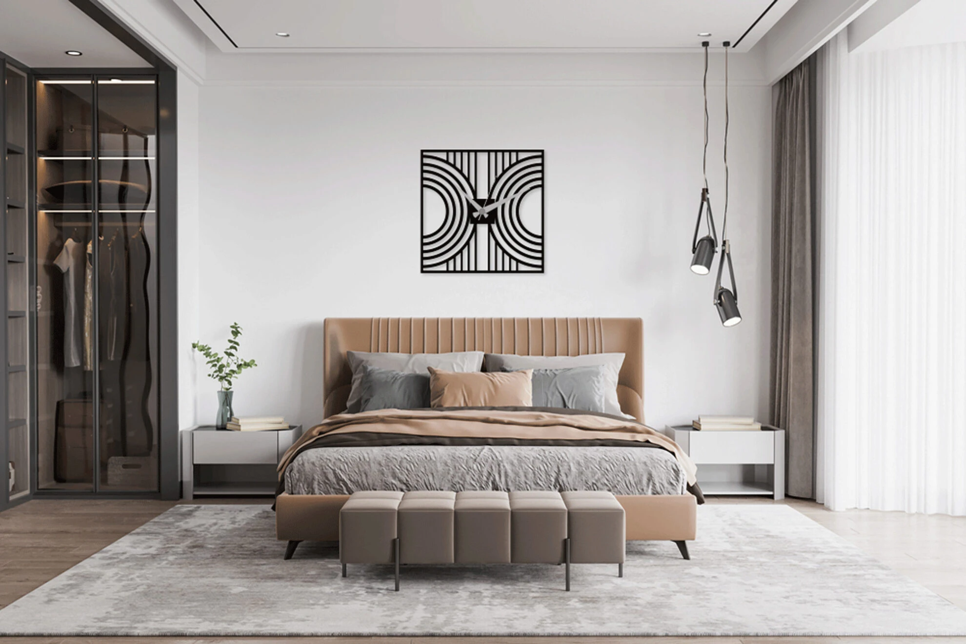 שעון קיר מתכת צורת עיגולים גיאומטריות דגם DS062452