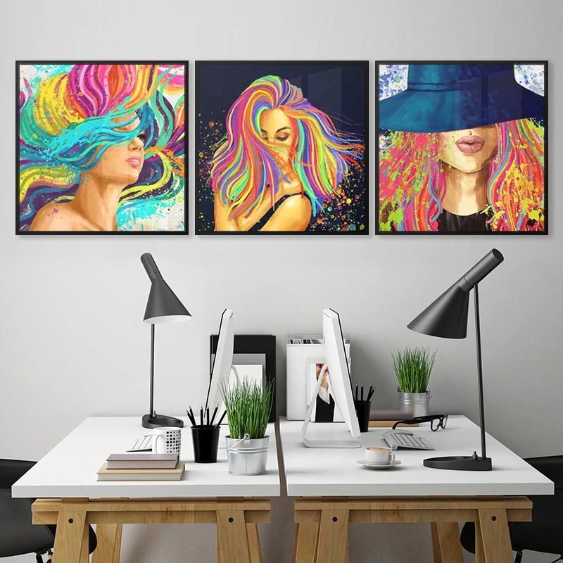 שלישיית תמונות קנבס לפינת אוכל גברת נחמדה תמונות מחולקות פופארט - דגם 135297