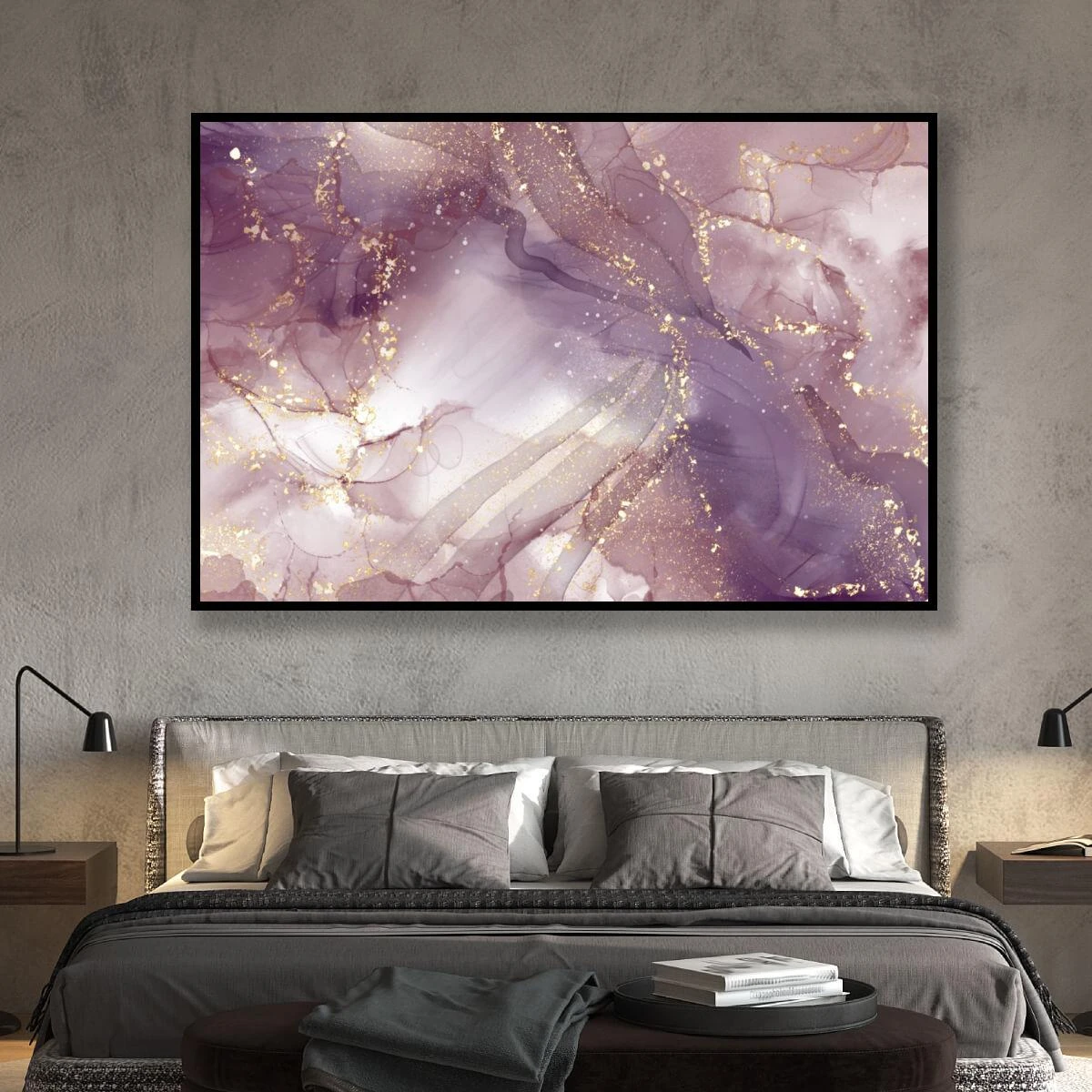 קריסטל אמטיסט - תמונות אבסטרקט בחלק או ב2 חלקים לחדר או לסלון או למסדרון דגם 3728605