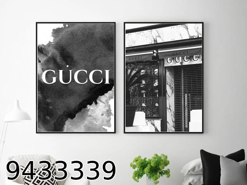 תמונות שחור לבן GUCCI לחדר שינה - סט תמונות של מותגים מק"ט 9433339