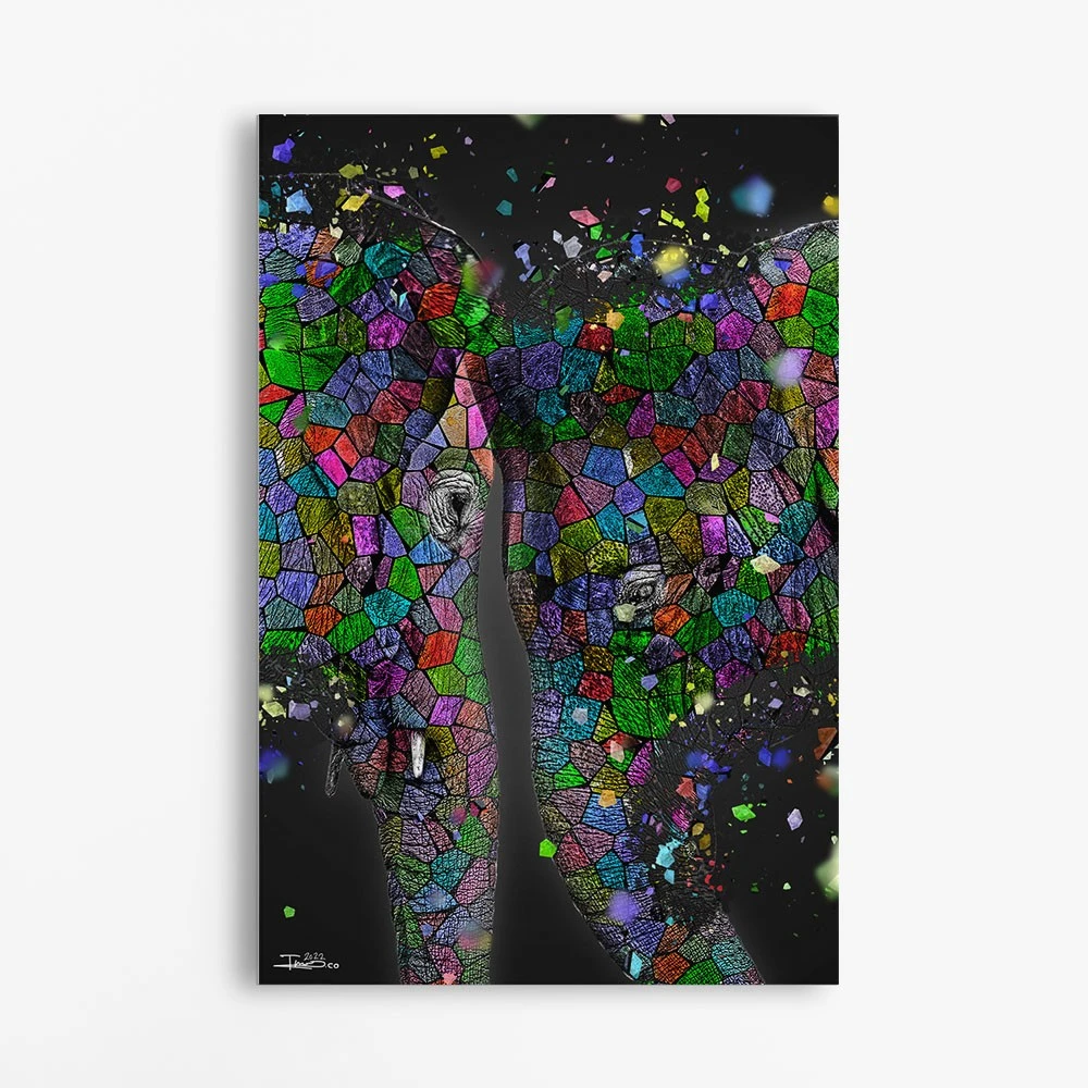 תמונה בצבע אפור למשרד אהבת הפילים ציור בסגנון בעלי חיים - דגם alvtm46p2300