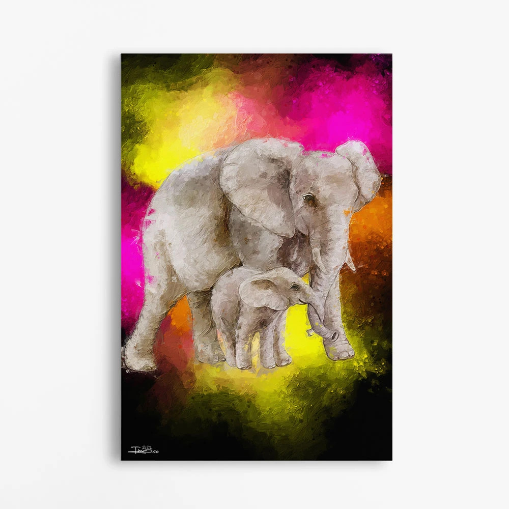 תמונה בצבע ורוד למשרד פיל אפריקאי עיצוב ייחודי בעלי חיים - דגם alvtm46p2284