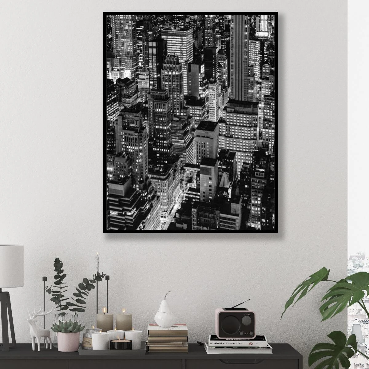 NYC תמונה על זכוכית או קנבס של העיר ניו יורק בשחור לבן למשרדים דגם 3728583