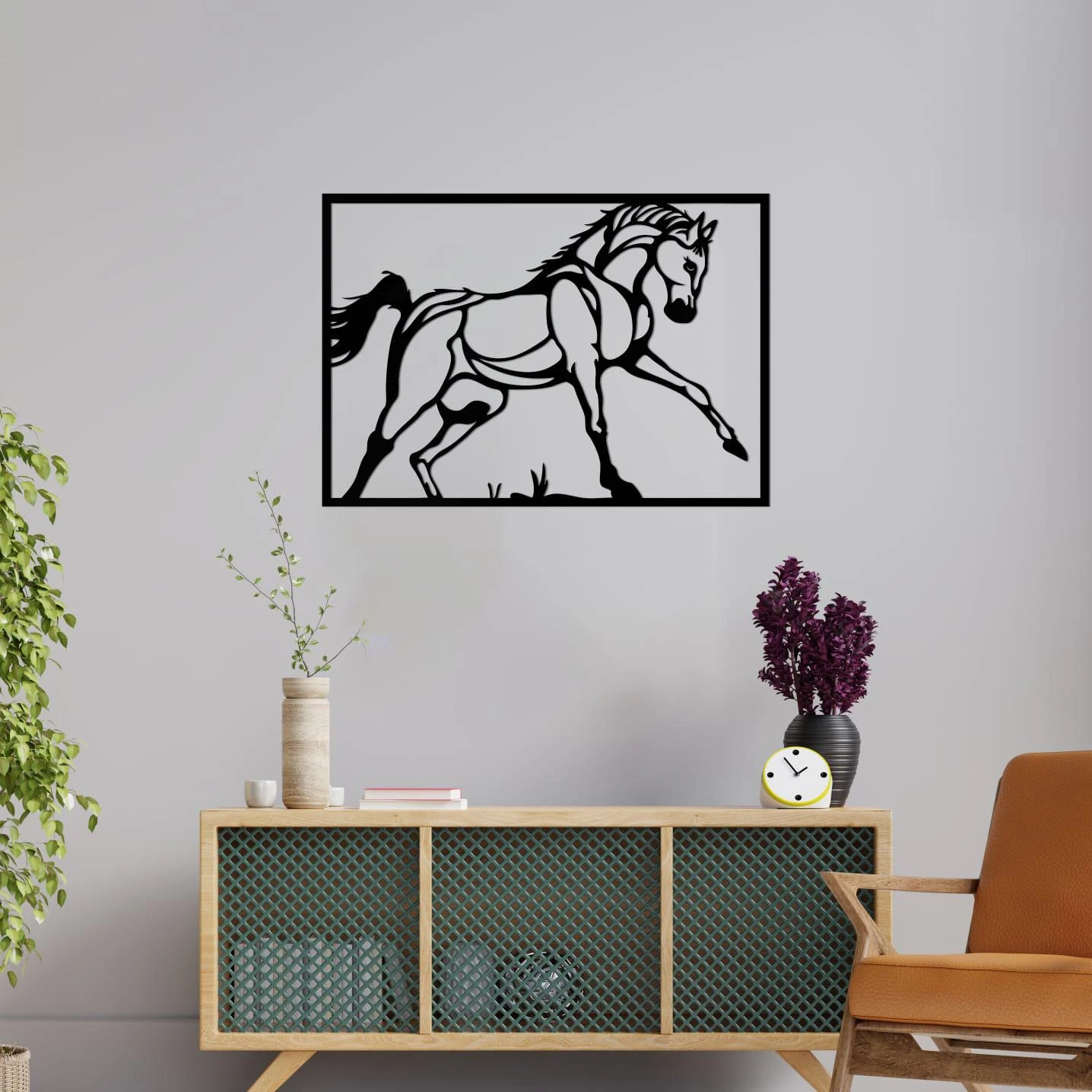 סוס מרוץ - תמונת סוס לתלייה בכניסה לבית לסלון בפינת אוכל תמונה בחיתוך עץ דגם m112