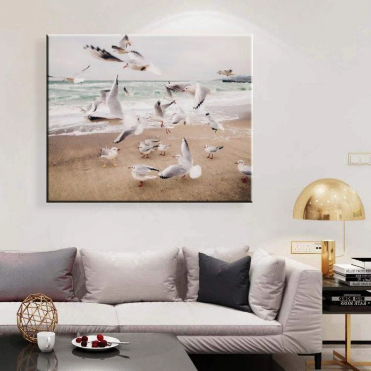 ציפורים בחוף מודפס על קנבס - 5 גדלים לבחירה