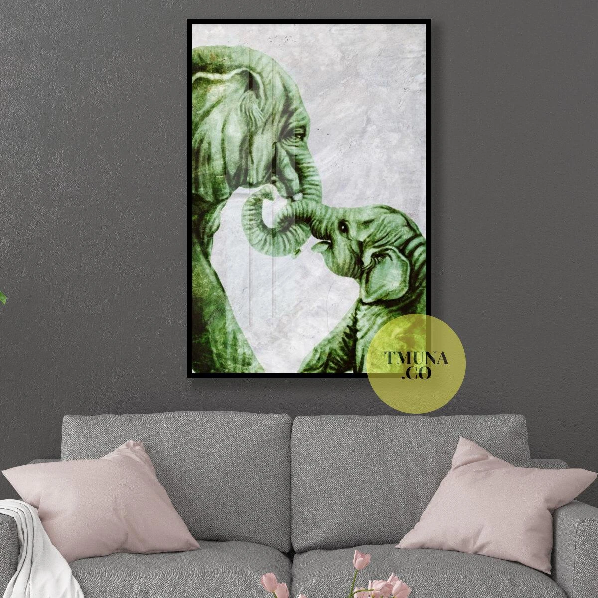 אין כמו אמא - הדפס של פילה ופילפילון על קנבס או זכוכית לחדרי ילדים או לקליניקה דגם 134931