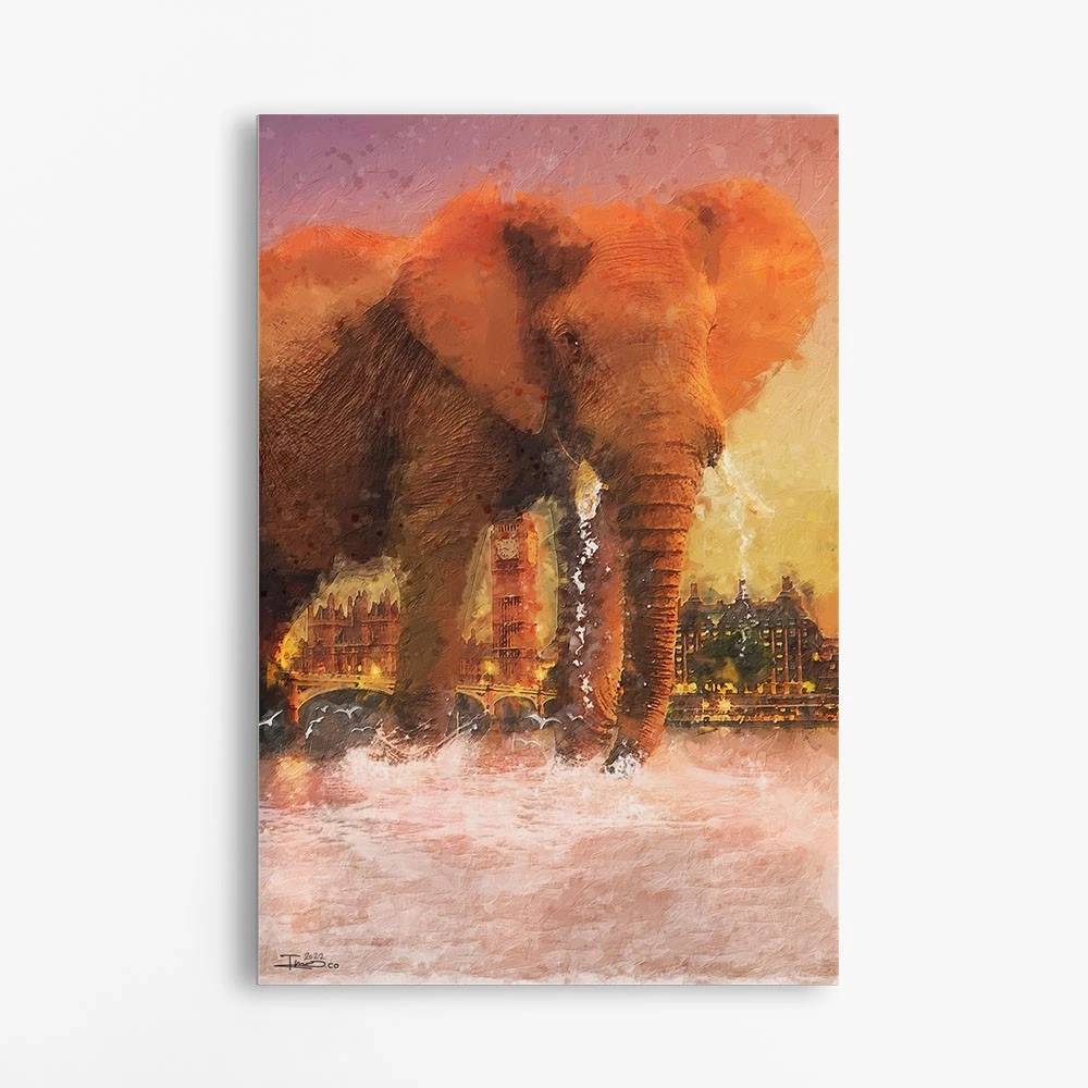 תמונה בצבע כתום לחדר שינה גן הפילים עיצוב ייחודי בעלי חיים - דגם alvtm46p2296