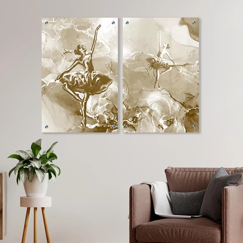 זוג תמונות זכוכית לתלייה בכניסה לבית או בסלון סט מעוצב ומיוחד דגם 135344_B