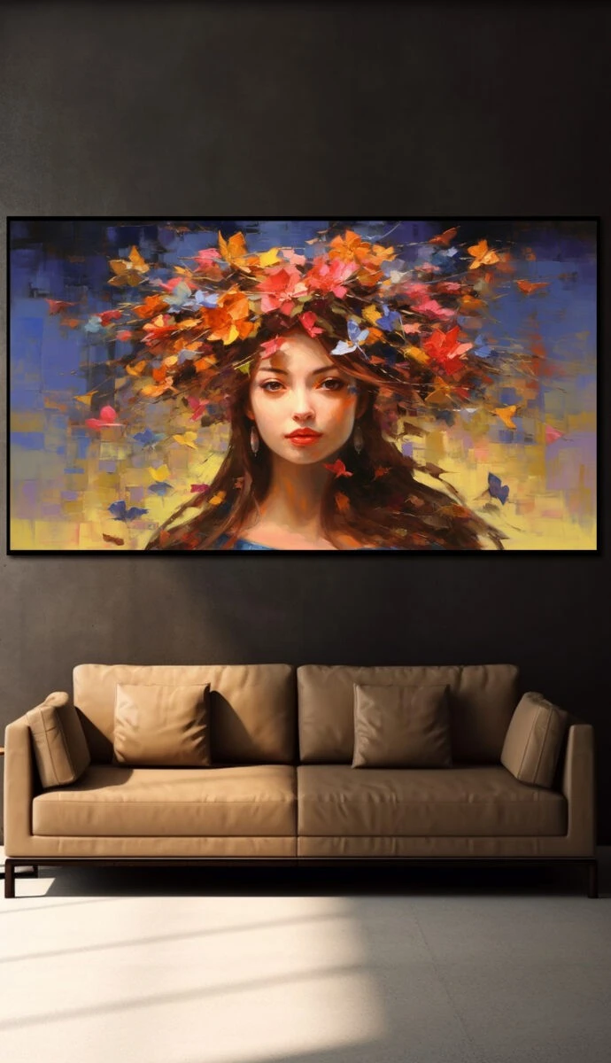 תמונת זכוכית לסלון אשת הניצחון הדפסת ציור על זכוכית אבסטרקט - דגם 32483069