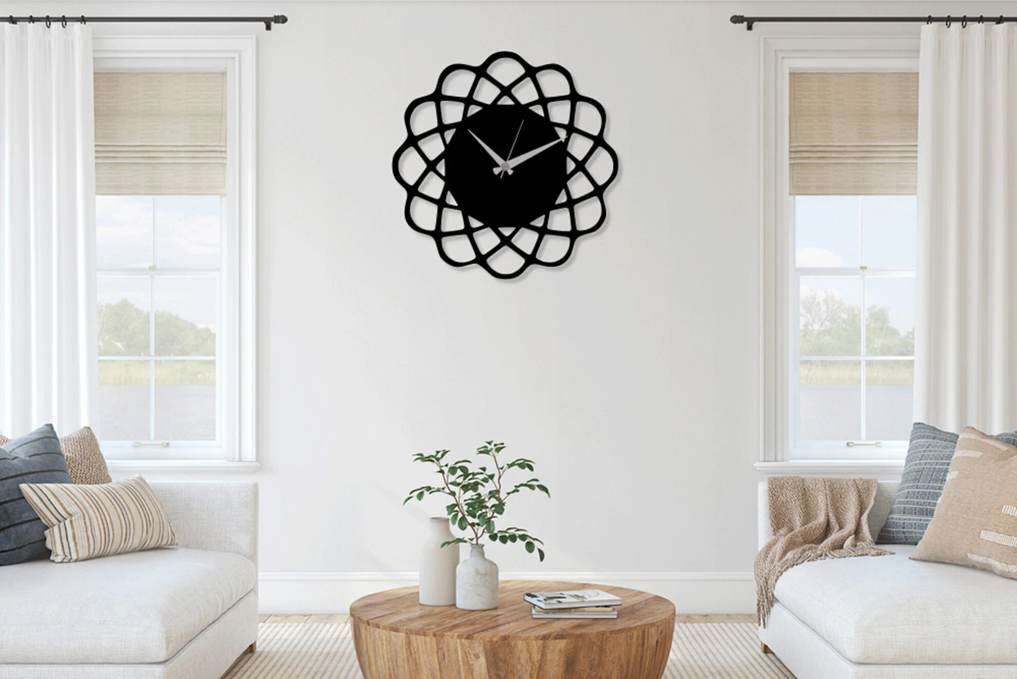 שעון קיר מתכת שעון גיאומטרי Line Art דגם DS062466