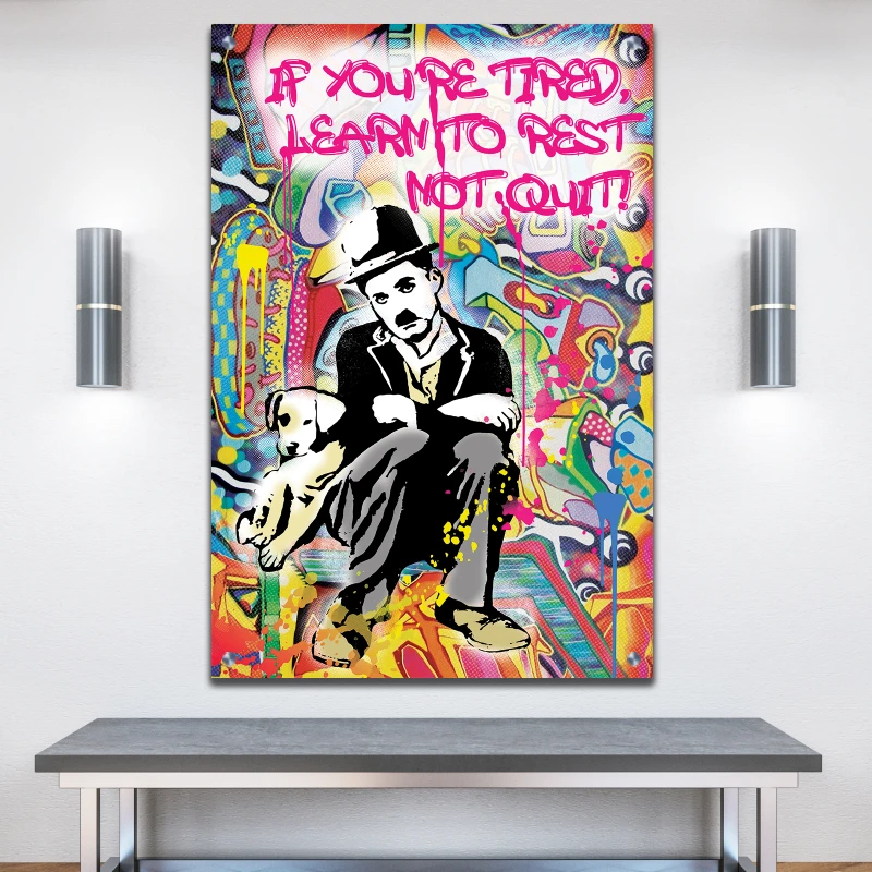 צרלי צפלין פופ ארט תמונת קנבס למשרד ללובי לקליניקה דגם 9433443-2