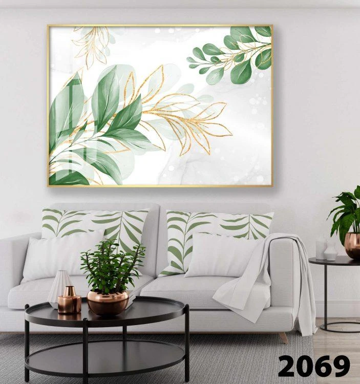 אבסטרקטית עלים לסלון - התמונה מוכנה לתלייה על הקיר 2069
