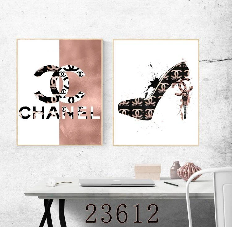 קנבס CHANEL לחדר בנות - סט 2 תמונות יפות לחדר שינה דגם 23612