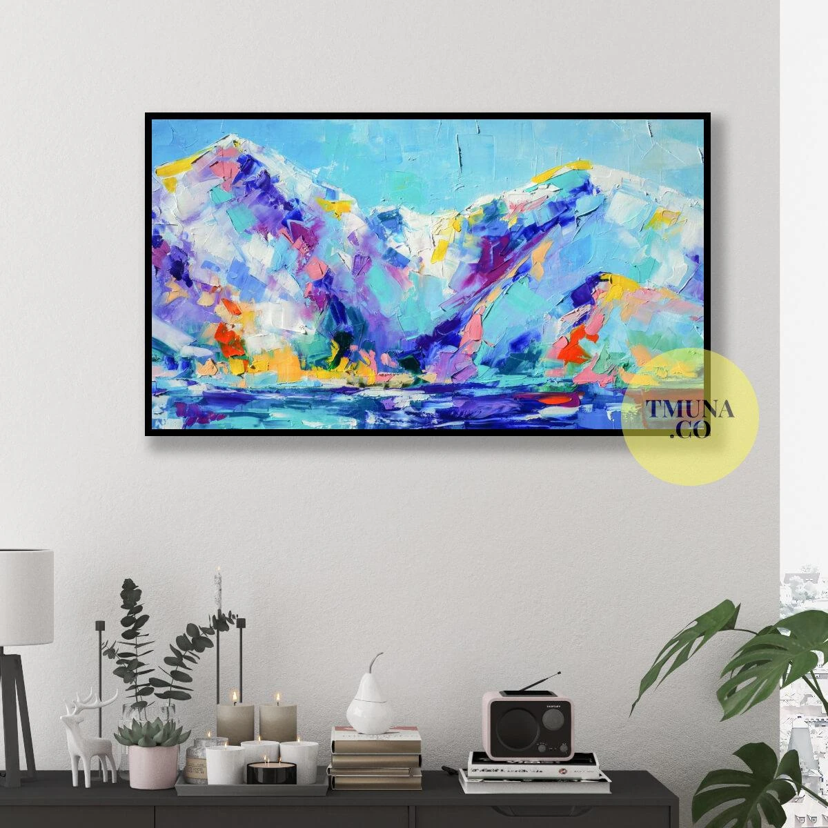 הרים מופלאים - ציור על קנבס בצבע כחול תכלת לבית למשרד דגם 3728629