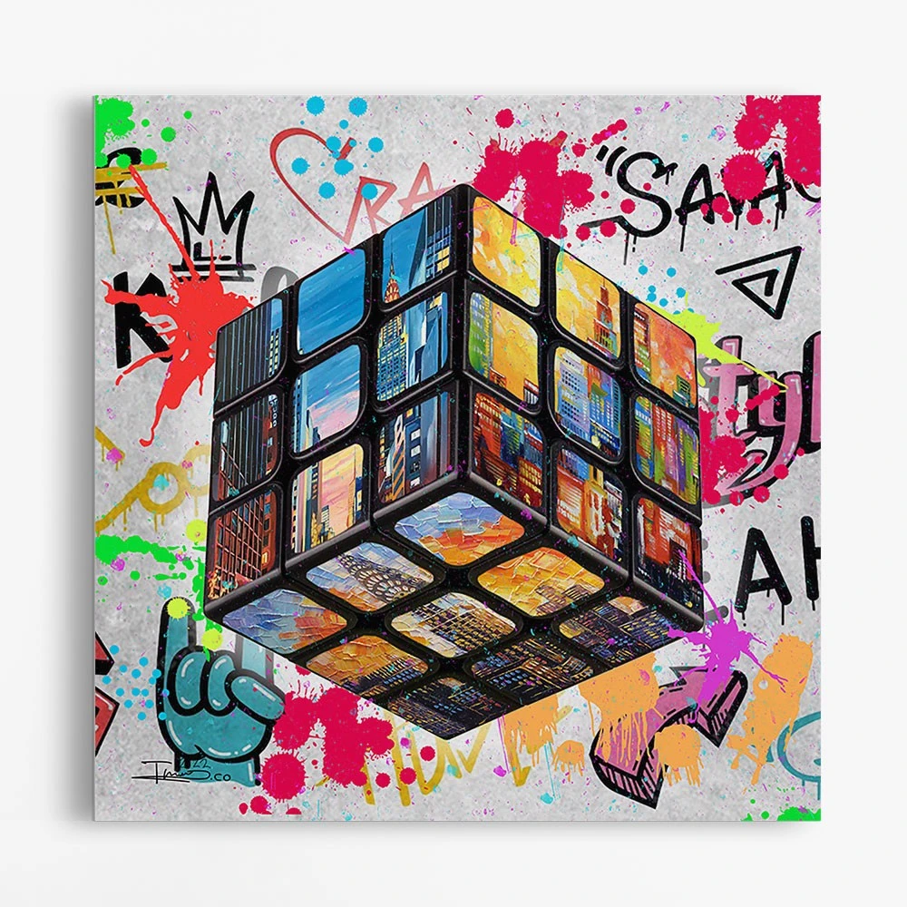 תמונת קוביה הונגרית למשרד תמונת גרפיטי קנבס 4 על 4 ציור בסגנון גרפיטי - דגם alvtm46p2632