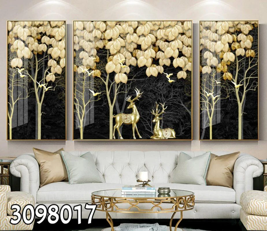 סט תמונות קנבס איילות מזהב 3098017