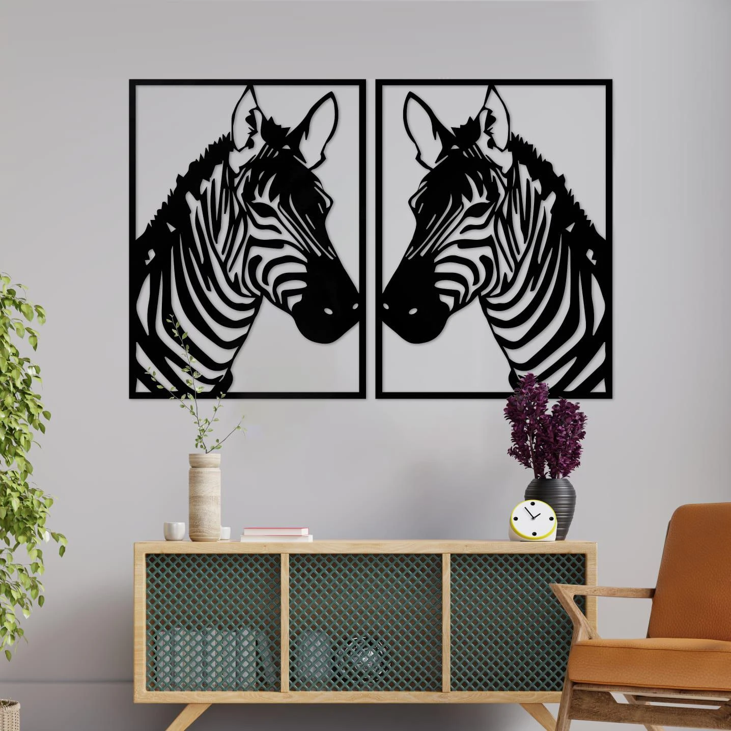 זוג זברות - תמונות מינימליסטיות לפינת אוכל לסלון לחדר שינה דגם m140-m123