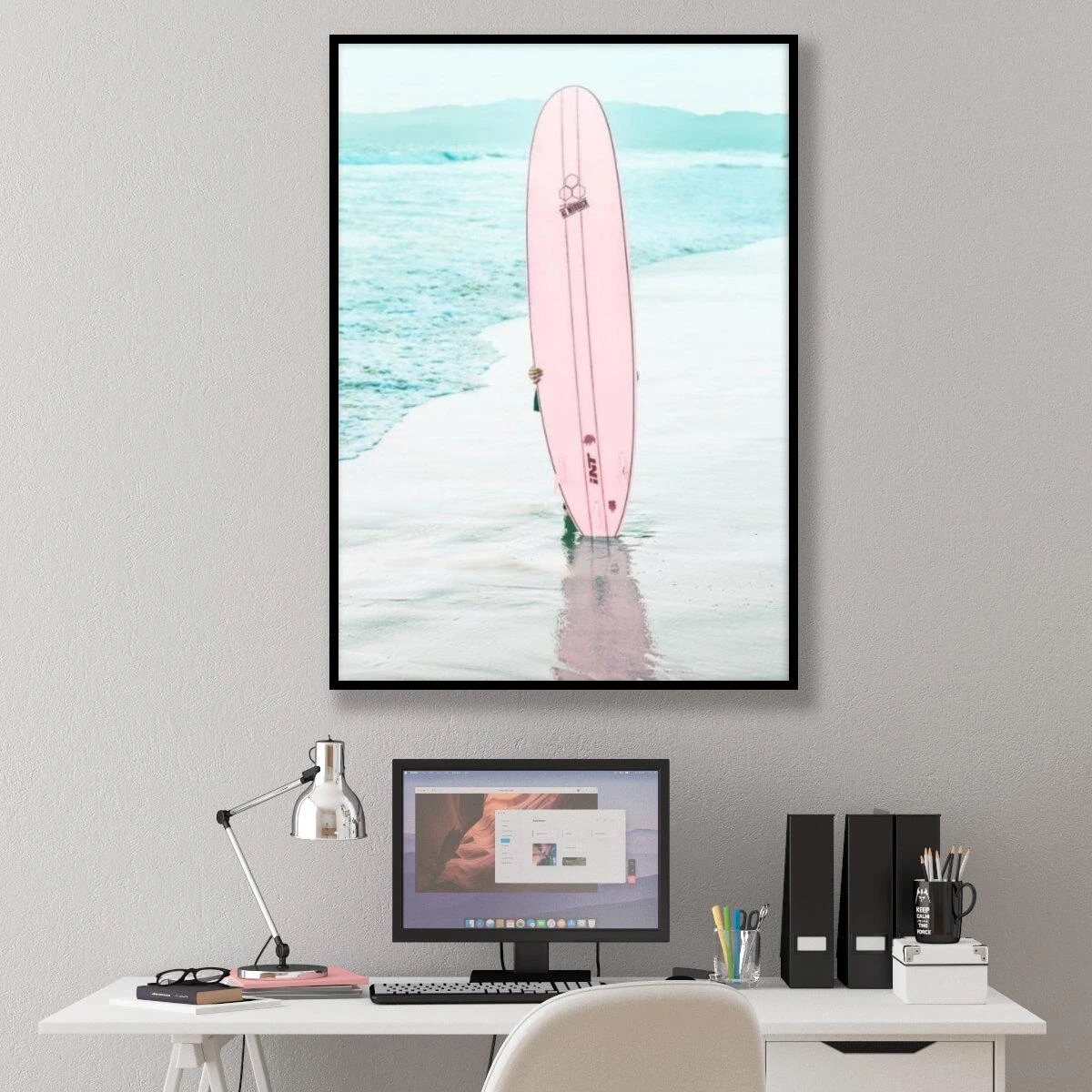 תמונות קנבס או זכוכית של גלשן על נוף חוף ים לחדר שינה או לגולשים וחובבי גלישה דגם 3728532