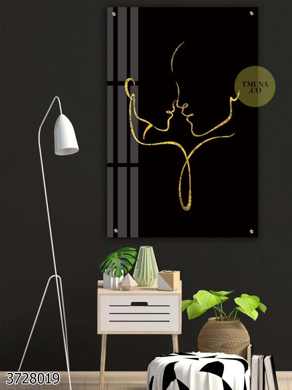 אהבה גדולה במנות קטנות תמונות קו על זכוכית מינימליסטית לחדר שינה דגם 3728019